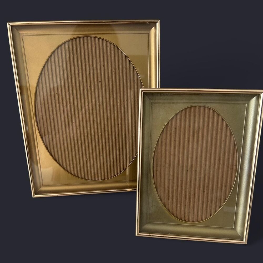 Set of 2 Vintage Ornate Brass Shadow Picture Frame